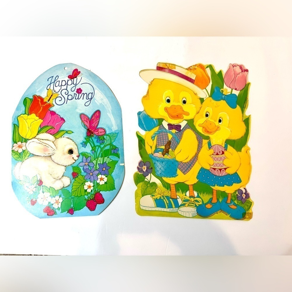 Vintage Eureka Die Cut Easter Egg And Duck Couple Decor